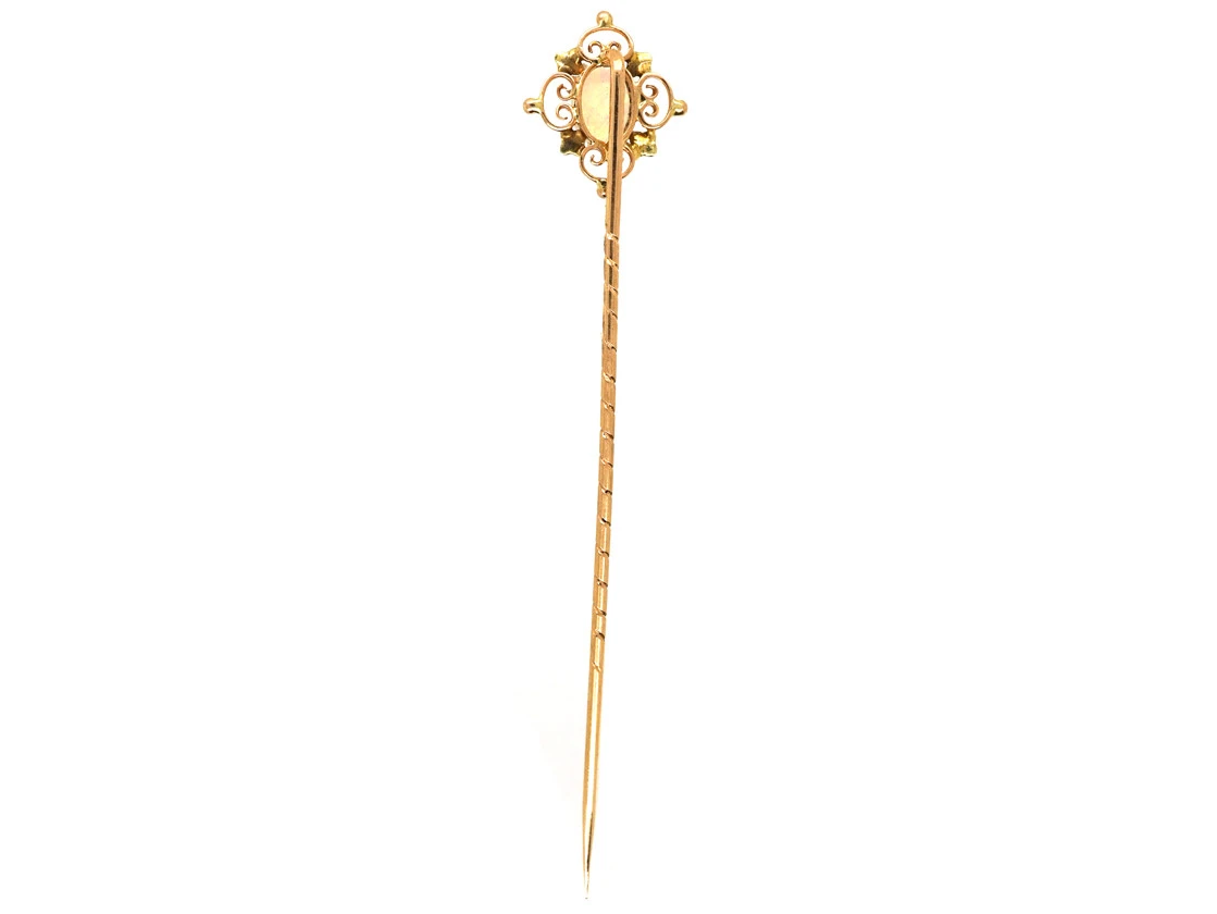 Edwardian 15ct Two Colour Gold & Opal Tie Pin 5 Edwardian 15ct Two Colour Gold & Opal Tie Pin - Image 3