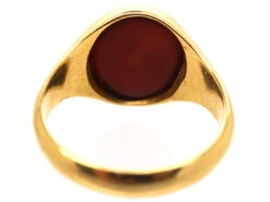 18ct Gold & Carnelian Signet Ring With Lion Intaglio -Antique Jewellery Company DSC09987