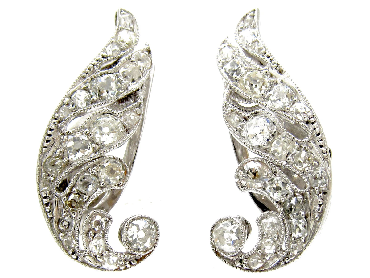 Art Deco Diamond Angel Wing Earrings 3 Art Deco Diamond Angel Wing Earrings