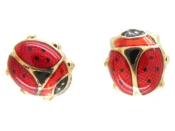 Gold & Enamel Ladybird Earrings