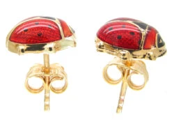 Gold & Enamel Ladybird Earrings -Antique Jewellery Company Enamel Ladybird earstuds 3