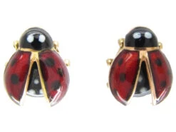 Enamel 14ct Gold Ladybird Earrings