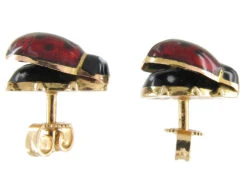 Gold & Enamel Ladybird Earrings -Antique Jewellery Company Enamel ladybird studs 3
