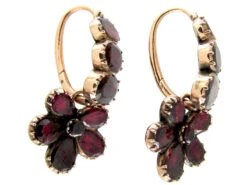 Georgian Flat-Cut Garnet Pansy Cluster Earrings -Antique Jewellery Company Georgin Garnet Flower Drop Earrings 5