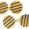 18ct Gold & Blue Enamel Art Deco Cufflinks