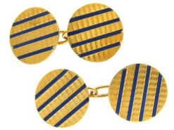 18ct Gold & Blue Enamel Art Deco Cufflinks