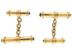 Gold & Cabochon Sapphire Cufflinks