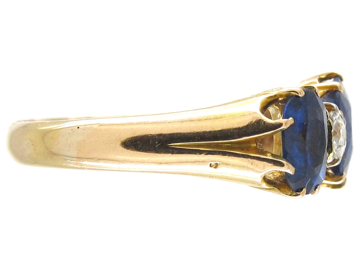 Edwardian Five Stone Sapphire & Diamond Ring 9 Edwardian Five Stone Sapphire & Diamond Ring - Image 7