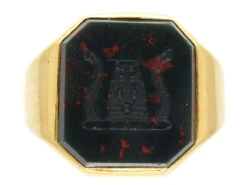 18ct Gold Octagonal Bloodstone Signet Ring