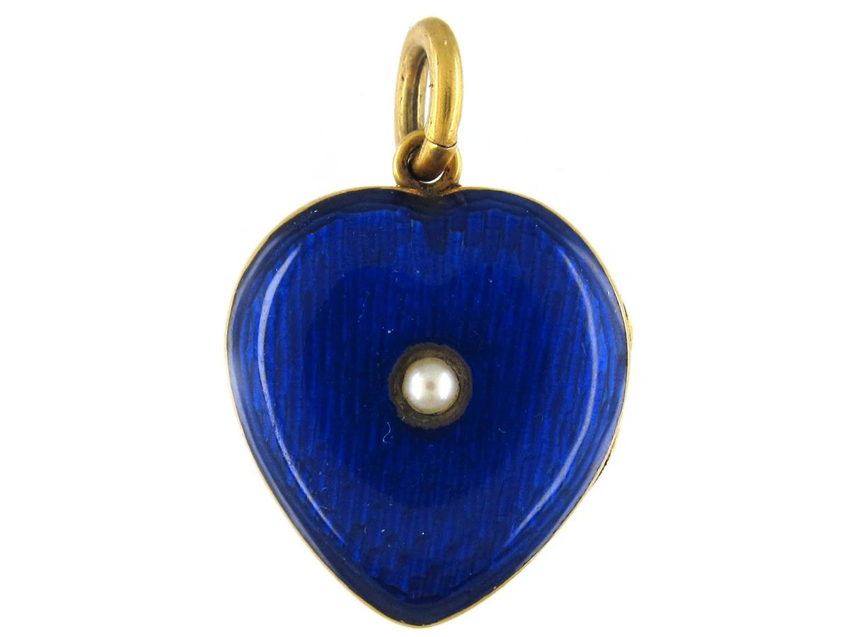 18ct Gold Victorian Blue Enamel Heart Locket 3 18ct Gold Victorian Blue Enamel Heart Locket