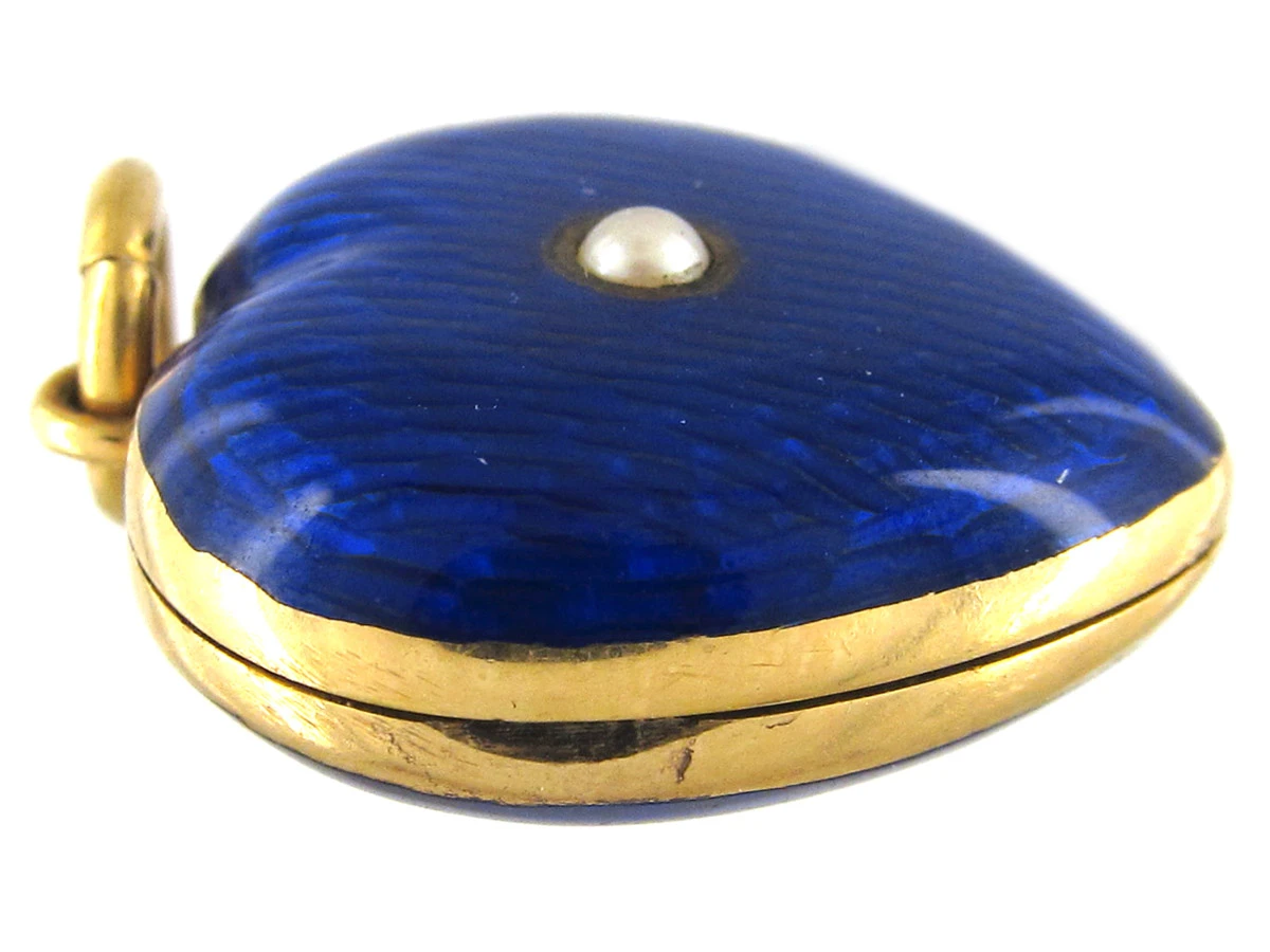 18ct Gold Victorian Blue Enamel Heart Locket 7 18ct Gold Victorian Blue Enamel Heart Locket - Image 5
