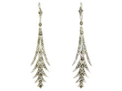 Art Deco Silver Palm Frond Drop Earrings