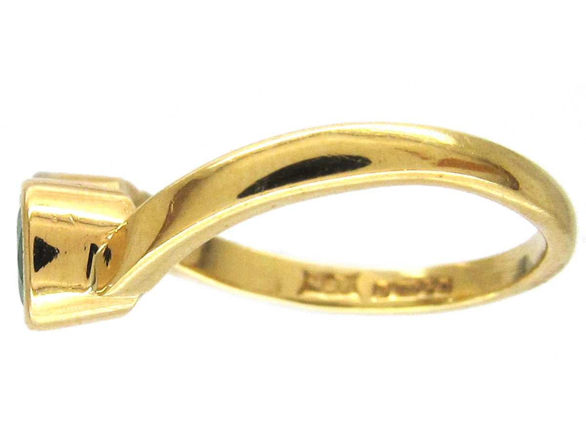 Art Nouveau Emerald & Diamond Twist Ring 7 Art Nouveau Emerald & Diamond Twist Ring - Image 5