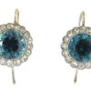 Edwardian Blue Zircon & Diamond Cluster Earrings 1 Edwardian Blue Zircon & Diamond Cluster Earrings -Antique Jewellery Company IMG 3163