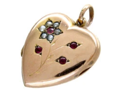 Garnet & Pearl Flower Heart Locket 14 Garnet & Pearl Flower Heart Locket -Antique Jewellery Company IMG 3501