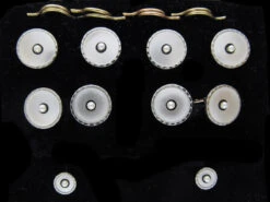 9ct & Platinum, Mother Of Pearl, Onyx & Pearl Art Deco Dress Set In Original Harrods Case -Antique Jewellery Company IMG 3580