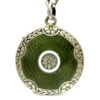 Art Deco Green Enamel & Silver Pendant On Original Chain -Antique Jewellery Company IMG 3588