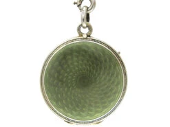 Art Deco Green Enamel & Silver Pendant On Original Chain 12 Art Deco Green Enamel & Silver Pendant On Original Chain -Antique Jewellery Company IMG 3594