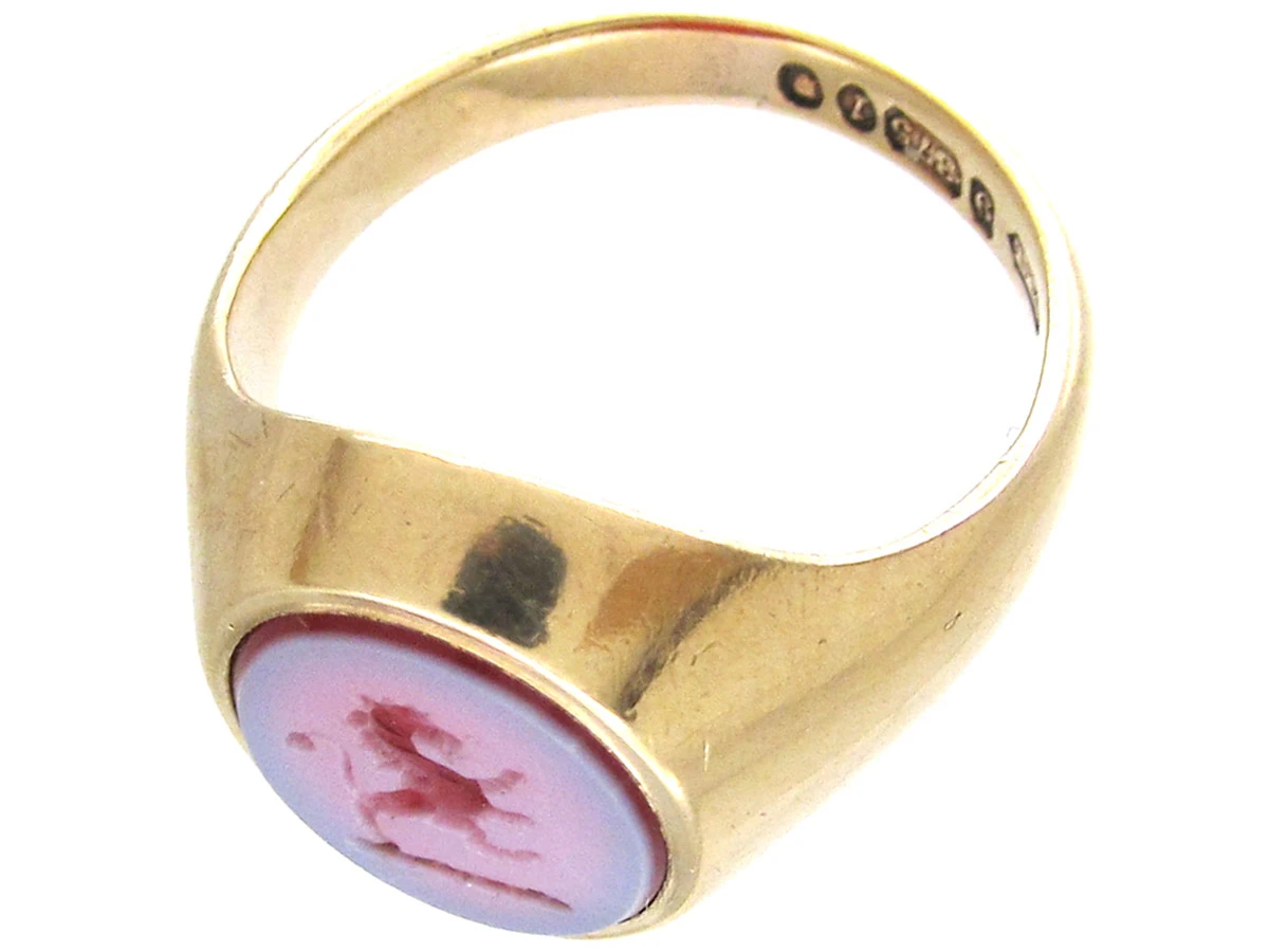 Lion Carnelian Intaglio 9ct Gold Signet Ring 9 Lion Carnelian Intaglio 9ct Gold Signet Ring - Image 7