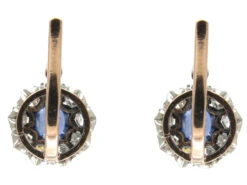 Edwardian Sapphire & Diamond Cluster Earrings 10 Edwardian Sapphire & Diamond Cluster Earrings -Antique Jewellery Company IMG 3752