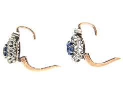 Edwardian Sapphire & Diamond Cluster Earrings 11 Edwardian Sapphire & Diamond Cluster Earrings -Antique Jewellery Company IMG 3753