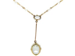 Aquamarine & Pearl Pendant On Chain 6 Aquamarine & Pearl Pendant On Chain -Antique Jewellery Company IMG 3774