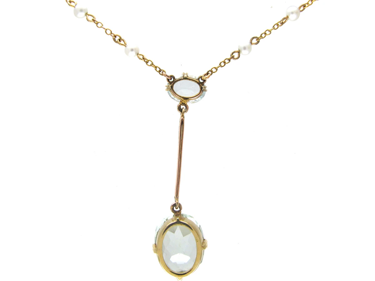 Aquamarine & Pearl Pendant On Chain 4 Aquamarine & Pearl Pendant On Chain - Image 2