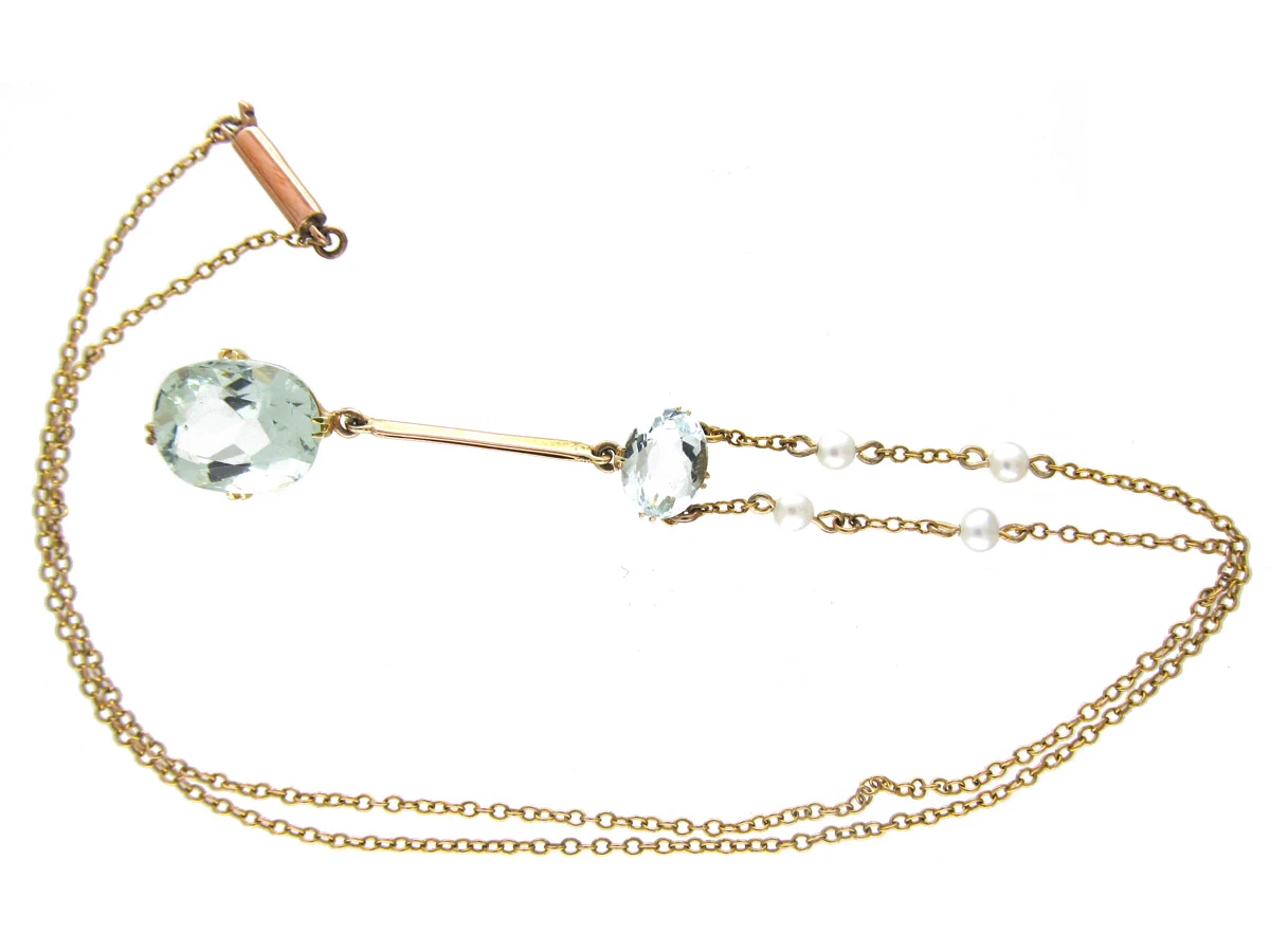 Aquamarine & Pearl Pendant On Chain 5 Aquamarine & Pearl Pendant On Chain - Image 3