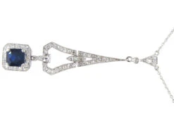 Art Deco Sapphire & Diamond Pendant On Chain 10 Art Deco Sapphire & Diamond Pendant On Chain -Antique Jewellery Company IMG 3776