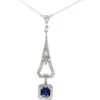 Art Deco Sapphire & Diamond Pendant On Chain 1 Art Deco Sapphire & Diamond Pendant On Chain -Antique Jewellery Company IMG 3777