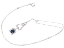 Art Deco Sapphire & Diamond Pendant On Chain 9 Art Deco Sapphire & Diamond Pendant On Chain -Antique Jewellery Company IMG 3779