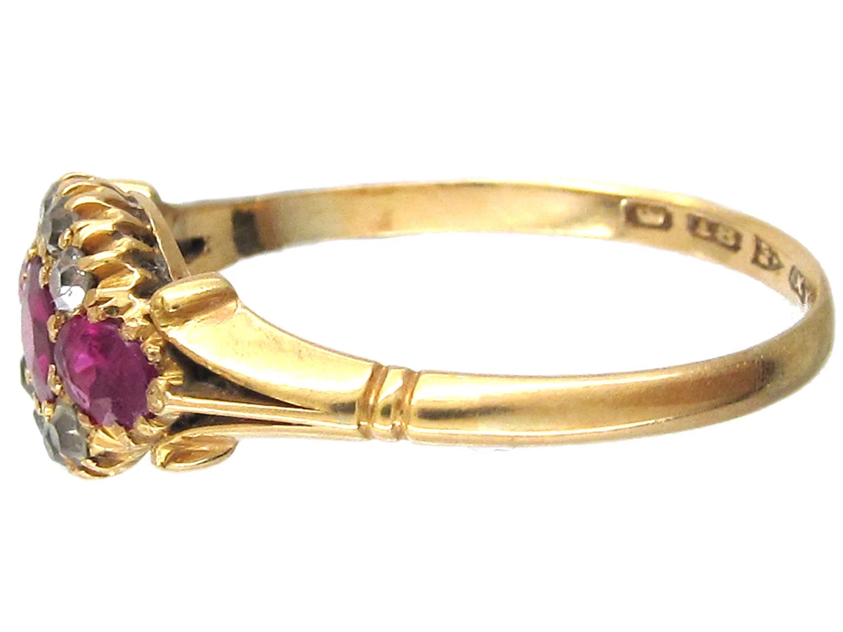 Edwardian Three Stone Ruby & Diamond Ring 6 Edwardian Three Stone Ruby & Diamond Ring - Image 4