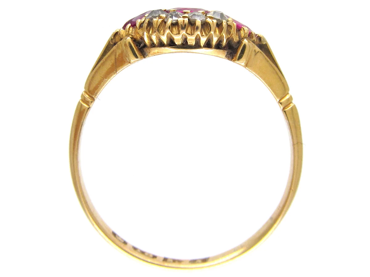 Edwardian Three Stone Ruby & Diamond Ring 7 Edwardian Three Stone Ruby & Diamond Ring - Image 5