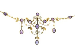 9ct Gold & Amethyst Necklace In Original Case 9 9ct Gold & Amethyst Necklace In Original Case -Antique Jewellery Company IMG 3920