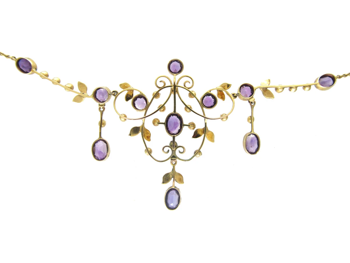 9ct Gold & Amethyst Necklace In Original Case 5 9ct Gold & Amethyst Necklace In Original Case - Image 3