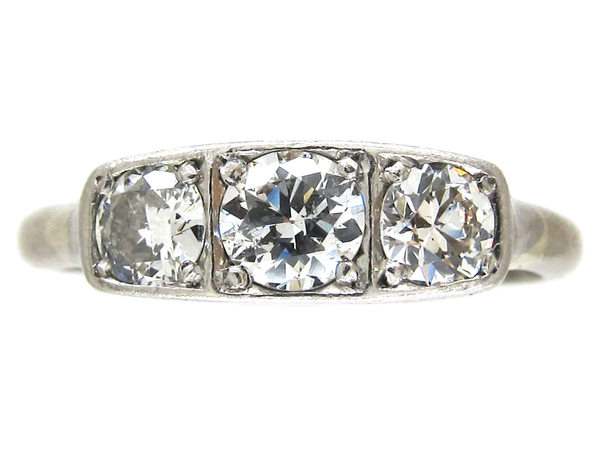 Art Deco Three Stone Diamond Ring 3 Art Deco Three Stone Diamond Ring