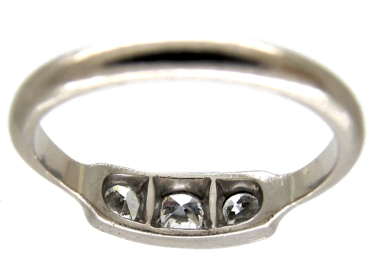 Art Deco Three Stone Diamond Ring 6 Art Deco Three Stone Diamond Ring - Image 4