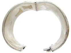 Wide Silver Engraved Leaf Design Bangle -Antique Jewellery Company IMG 4018