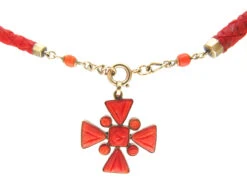 Georgian Gold & Coral Maltese Cross Necklace -Antique Jewellery Company IMG 4027