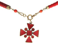 Georgian Gold & Coral Maltese Cross Necklace -Antique Jewellery Company IMG 4028