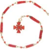 Georgian Gold & Coral Maltese Cross Necklace -Antique Jewellery Company IMG 4030