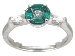 Emerald & Diamond Cluster Ring With Baguette Diamond Sides -Antique Jewellery Company IMG 4081