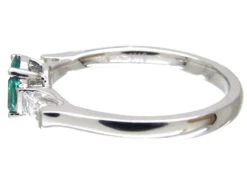 Emerald & Diamond Cluster Ring With Baguette Diamond Sides -Antique Jewellery Company IMG 4083