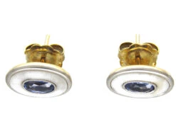 Ceylon Sapphire 18ct Gold & Platinum Earrings -Antique Jewellery Company IMG 4108