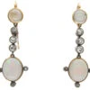 Water Opal & Diamond Drop Edwardian Earrings 2 Water Opal & Diamond Drop Edwardian Earrings -Antique Jewellery Company IMG 4119