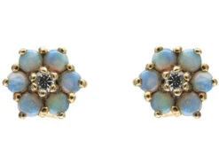 Small Opal & Diamond Cluster Earrings