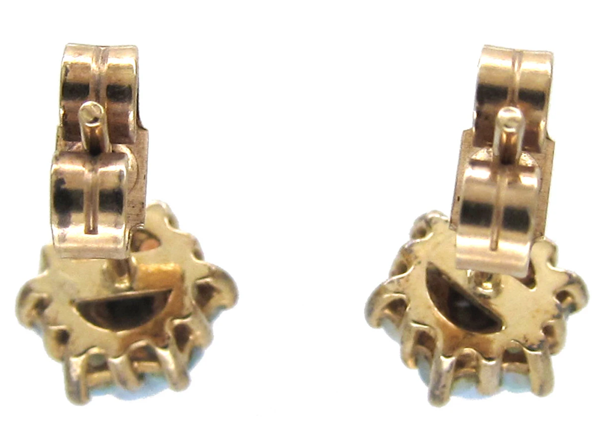 Small Opal & Diamond Cluster Earrings 6 Small Opal & Diamond Cluster Earrings - Image 4