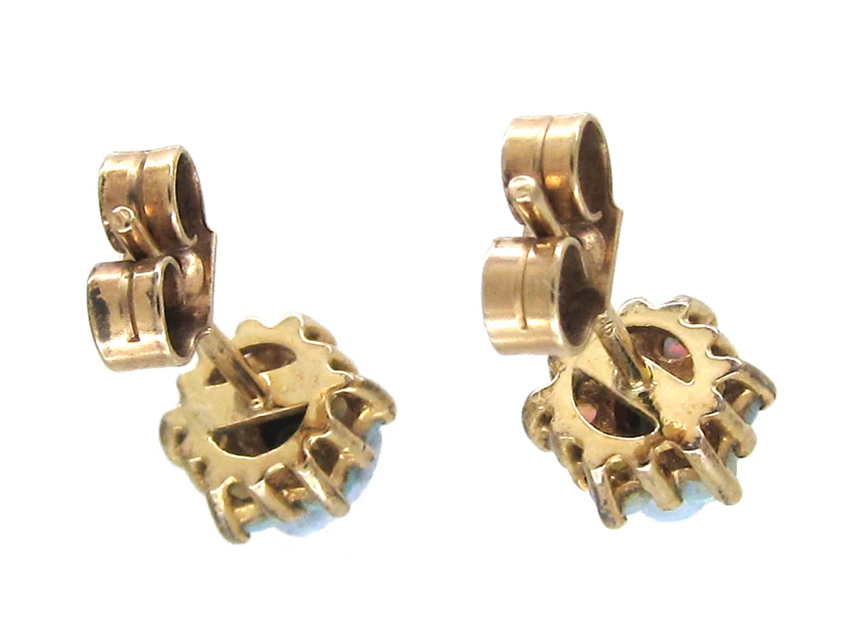 Small Opal & Diamond Cluster Earrings 7 Small Opal & Diamond Cluster Earrings - Image 5