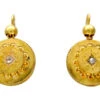 Victorian 15ct Gold & Diamond Round Etruscan Style Earrings -Antique Jewellery Company IMG 4146