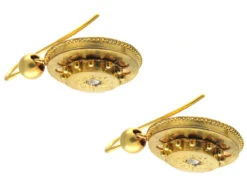 Victorian 15ct Gold & Diamond Round Etruscan Style Earrings 10 Victorian 15ct Gold & Diamond Round Etruscan Style Earrings -Antique Jewellery Company IMG 4149